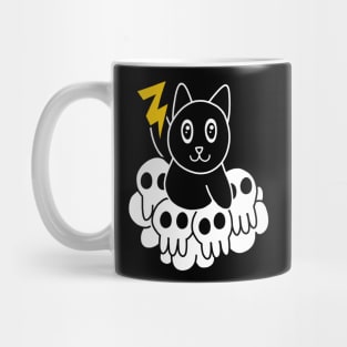 Black Cat Thunder Skulls Mug